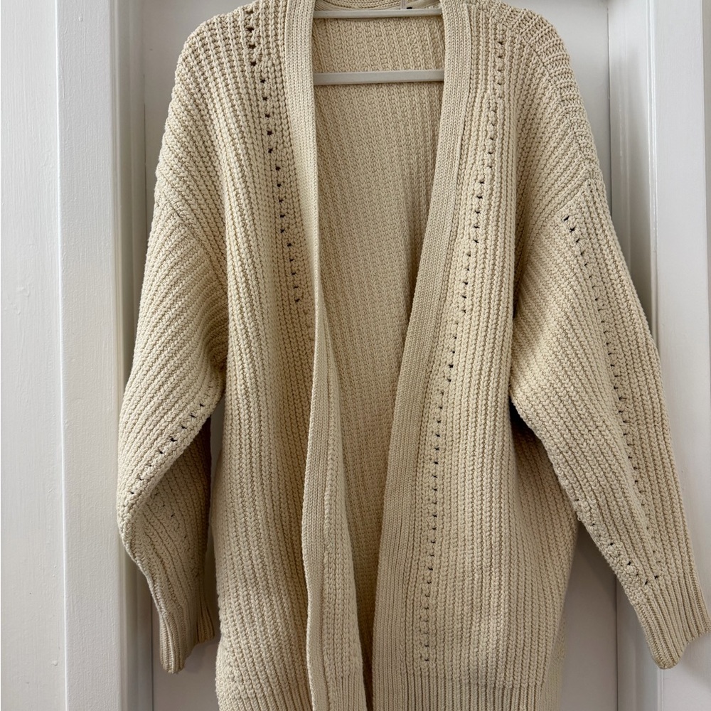 Free People Oversized Chunky Knit Long Cardigan – Cream | S/P